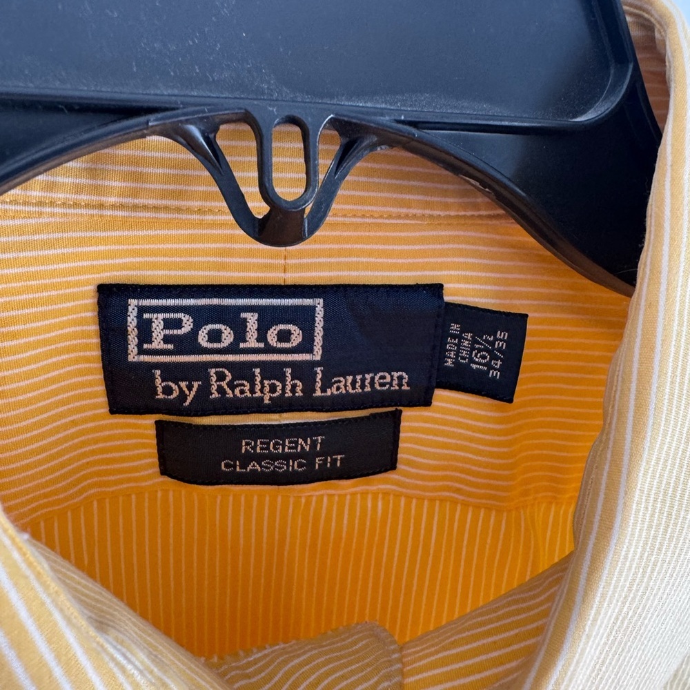 Polo Ralph Lauren Regent Classic Fit Yellow Stripe Button Down Shirt Mens - Picture 2 of 5